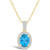 Topaz (1-3/5 ct. t.w.) and Created Sapphire (1/6 ct. t.w.) Halo Pendant Necklace in 10K Yellow Gold