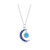 Sterling Silver Blue CZ Moon & Round Larimar Necklace
