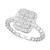 Lab-Created Diamond Rectangle Cluster Halo Statement Ring (3/4 ct. t.w.) in Sterling Silver