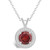 Garnet (1-2/3 ct. t.w.) and Diamond (1/8 ct. t.w.) Halo Pendant Necklace in Sterling Silver