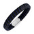 Woven Black & Blue Leather Bracelet in Sterling Silver, Created for Macy's
