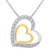 Diamond Double Heart 18" Pendant Necklace (1/4 ct. t.w.) in Sterling Silver & 14k Gold-Plate