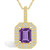 Amethyst (1-5/8 Ct. T.W.) and Diamond (1/2 Ct. T.W.) Halo Pendant Necklace in 14K Yellow Gold
