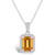 Citrine (1-3/5 ct. t.w.) and Created Sapphire (1/5 ct. t.w.) Halo Pendant Necklace in 10K White Gold