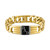Men's Diamond & Onyx Dad ID Plate Curb Link Bracelet (1/20 ct. t.w.) in Gold Ion-Plated Stainless Steel