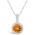 Citrine (1-1/4 ct. t.w.) and Created Sapphire (1/6 ct. t.w.) Halo Pendant Necklace in 10K White Gold