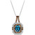 Deep Sea Blue Topaz (1-3/4 ct. t.w.) & Diamond (1-1/10 ct. t.w.) Halo Pendant Necklace in 14k White Gold, 18" + 2" extender
