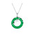 Asian Style Open Round Circle Disc Dyed Green Jade Dragon Pendant Necklace for Women .925 Sterling Silver 18 Inch