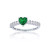Red, Green, Purple, or White Heart Cubic Zirconia Ring in Rhodium Plated Sterling Silver