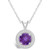 Amethyst (1-1/4 ct. t.w.) and Diamond (1/8 ct. t.w.) Halo Pendant Necklace in Sterling Silver