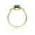 Sterling Silver 14k Yellow Gold Plated with Emerald & Cubic Zirconia 3-Stone Engagement Anniversary Ring