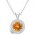 Citrine (1-1/4 ct. t.w.) and Diamond (1/8 ct. t.w.) Halo Pendant Necklace in Sterling Silver