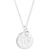Cubic Zirconia Bezel & Logo Disc Pendant Necklace in Sterling Silver, 15" + 3" extender