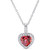 Cubic Zirconia Heart Halo 18" Pendant Necklace in Sterling Silver