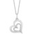 Double Heart Love pendant (1/8 ct. t.w.) in Sterling Silver, 16" + 2" extender