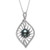 Cultured Black Tahitian Pearl 9-10mm and Cubic Zirconia Drop Pendant in Sterling Silver with 18" Chain