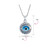 Turkish Spiritual Protection Amulet Round Circle Moving Floating Aqua Nazar Blue Evil Eye Filigree Charm Pendant Necklace For Women For Teen .925 Sterling Silver