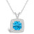 Blue Topaz (1-3/4 ct. t.w.) and Diamond (1/7 ct. t.w.) Halo Pendant Necklace in Sterling Silver