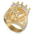 Crystal Lion Ring in Gold-Tone Ion-Plated Stainless Steel