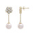 Cultured Freshwater Pearl (7mm) & Diamond (1/10 ct. tw.) Flower Earrings  in 14K Yellow Gold
