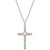 Diamond Two-Tone Cross Pendant Necklace (1/10 ct. t.w.) in Sterling Silver with 18k Rose Gold-Plated Sterling Silver Accent