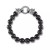 Men's Tiger's Eye Bead Wolf Head Stretch Bracelet in Stainless Steel (Also in Onyx & White Agate)