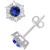 Sapphire (5/8 ct. t.w.) & Diamond (1/10 ct. t.w.) Stud Earrings in 14k White Gold (Also in Emerald & Ruby)