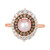Strawberry Pearl (7mm) & Diamond (3/4 ct. t.w.) Double Halo Ring in 14k Rose Gold