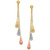 Tri-Gold Linear Drop Earrings in 14k Gold, White Gold and Rose Gold, 2 inch