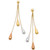 Tri-Gold Linear Drop Earrings in 14k Gold, White Gold and Rose Gold, 2 inch