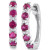 Ruby (1/2 ct. t.w.)& Diamond (1/20 ct. t.w.) Small Hoop Earrings in 14k White Gold, 1" (Also in Emerald)