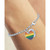 Diamond Accent & Rainbow Enamel Pride Double Heart Charm Bracelet in Sterling Silver