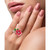 EFFY® Pink & Green Enamel & Diamond Flower Ring (1/5 ct. t.w.) in 14k Rose Gold