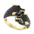 EFFY® Black Diamond (1-1/2 ct. t.w.) & Emerald (1/20 ct. t.w.) Double Panther Head Ring in 14k Gold