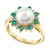 Cultured Freshwater Pearl (9mm), Emerald (1/2 ct. t.w.) & Diamond Accent Statement Ring in 10k Gold