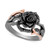 Black Diamond Maleficent Flower Ring (1/5 ct. t.w.) in 14k Rose Gold, Sterling Silver & Black Rhodium-Plate