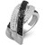 Black Diamond (1/2 ct. t.w.) & White Diamond (1/2 ct. t.w.) Crossover Statement Ring in Sterling Silver