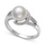 Cultured Freshwater Pearl (8mm) & Diamond Accent Swirl Ring in Sterling Silver