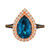 Deep Sea Blue Topaz (3 ct. t.w.) & Diamond (3/8 ct. t.w.) Teardrop Halo Ring in 14k Rose Gold