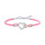 Diamond Accent Double Heart Cord Bracelet in Sterling Silver & Rose Gold-Plate