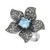 Blue Topaz (1 ct. t.w.) & Marcasite Flower Ring in Sterling Silver