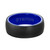 Men's Rounded Edge Wedding Band in Blue Ceramic & Raw Black Tungsten Carbide