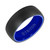 Men's Rounded Edge Wedding Band in Blue Ceramic & Raw Black Tungsten Carbide