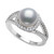 Cultured Freshwater Button Pearl (8mm) & Cubic Zirconia Statement Ring