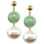 14k Gold Earrings, Cultured Freshwater Pearl and Jade