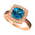 Deep Sea Blue Topaz (2-1/2 ct. t.w.) & Diamond (1/2 ct. t.w.) Cushion Halo Ring in 14k Rose Gold