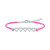 Diamond Accent Multi-Heart Pink Cord Bracelet in Sterling Silver