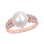 Freshwater Cultured Pearl (9.5-10mm) and Diamond (1/6 ct. t.w.) Leaf Ring in 10k Rose Gold