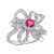 Sterling Silver Blue Topaz, Pink Topaz and White Topaz Flower Cocktail Ring