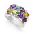 Multi-Gemstone (3-1/3 ct. t.w.) & Diamond (1/20 ct. t.w.) Ring in Sterling Silver